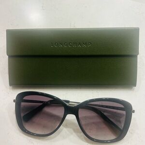 Longchamp Olive Sunglasses Case with Black Frame Sunglasses